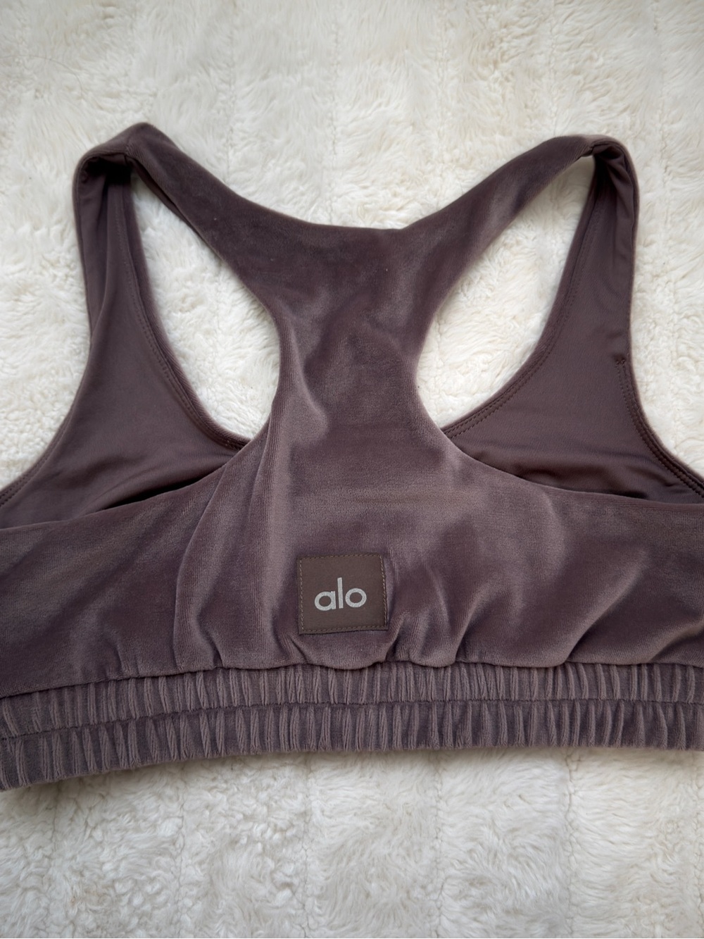 ALO Yoga Velvet Racerback Sports Bra — Taupe Brown